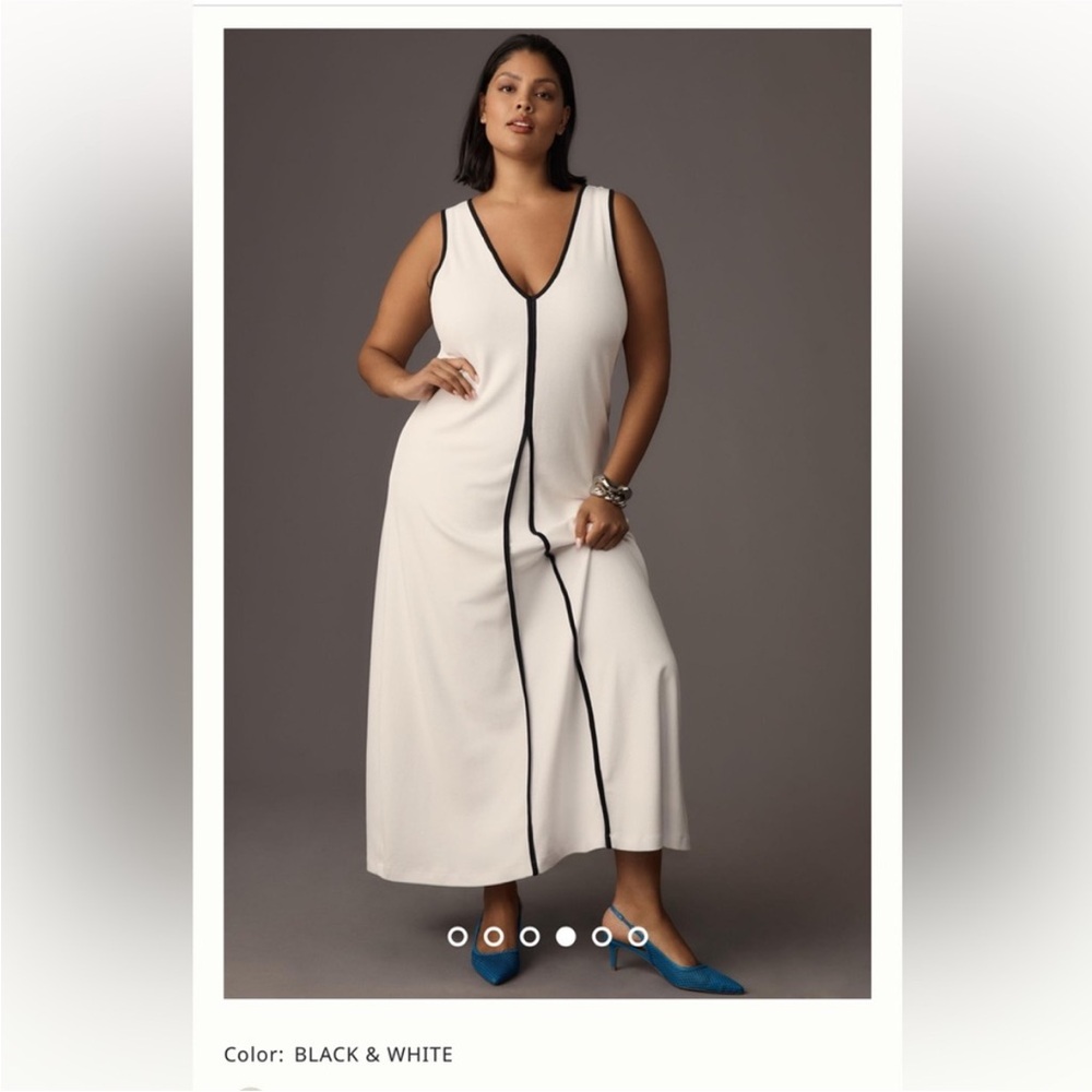 Anthropologie White Dress with Black Accents - Picture 5 of 6